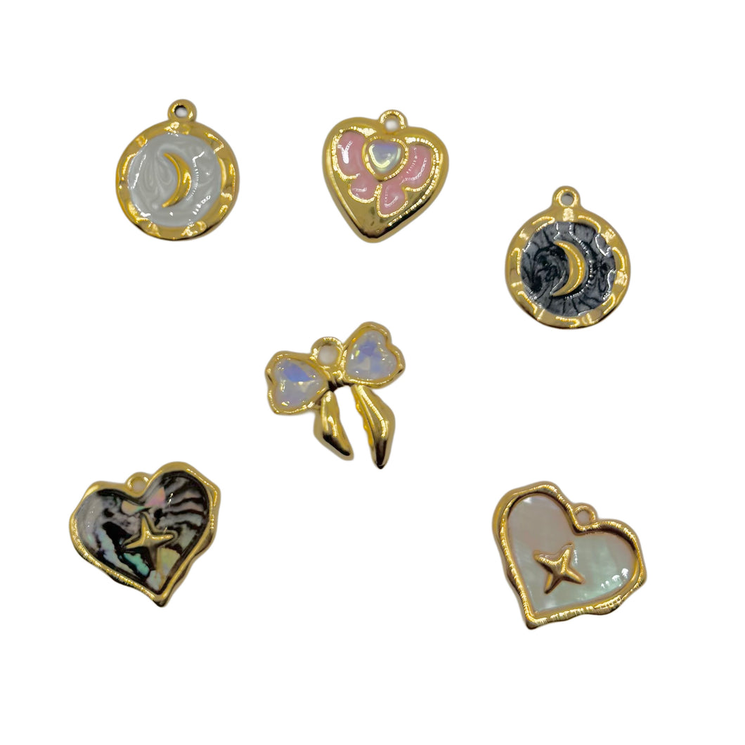 GOLD MOON & HEART CHARMS